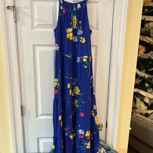 Ladies Size Large Old Navy Blue Floral Dress GUC